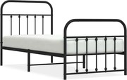 vidaXL Cadru pat metalic cu tăblii de cap/picioare, negru, 90x200 cm