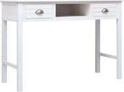 vidaXL Birou, alb, 108x45x76 cm, lemn masiv de paulownia