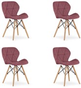 Set 4 Scaune Bucatarie/Dining Kross Catifea Roz Inchis