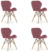 Set 4 Scaune Bucatarie/Dining Kross Catifea Roz Inchis