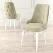 Set de scaune de sufragerie Pare Cream and White,6 buc.