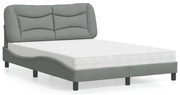 vidaXL Pat cu saltea, gri deschis, 140x190 cm, textil