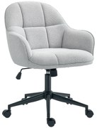 HOMCOM Scaun fauteuil de birou cu spătar și șezut capitonat reglabil în înălțime rotativ 360° bază neagră tapiterie țesătură gri | Aosom Romania