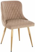 HR940 Scaun cu picioare aurii Latte din Catifea
