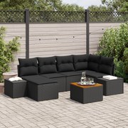 vidaXL Set de canapele pentru grădină cu pernă 7 pcs Negru Rattan poli