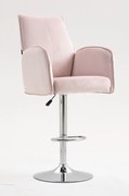 HR280W Scaun Roz din Catifea cu Bază Cromata
