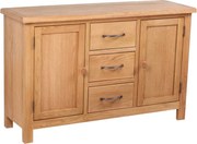 vidaXL Servantă cu 3 sertare, 110 x 33,5 x 70 cm, lemn masiv de stejar