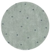 Covor pentru copii verde deschis lavabil/țesut manual din bumbac ø140 cm Round Dot Blue Sage – Lorena Canals