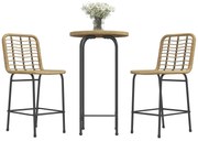 Outsunny Set 3 piese 1 masă rotundă înaltă design boem + 2 tabureți rotunzi cu suport pentru picioare din metal pentru 2 persoane natural | Aosom Romania