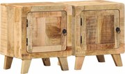 vidaXL Noptiera 2 buc 40x32x46 cm Lemn masiv Mango brut