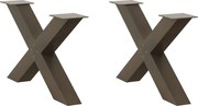 vidaXL Picioare pentru masă de cafea în formă de X, 2 buc., oțel natural, 70x(42-43) cm