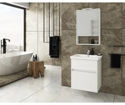 Set dulap baza suspendat alb si lavoar alb Drop Instinct 55 cm