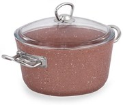 Cratiță din aluminiu cu capac Güral Porselen Classic, ø 20 cm, roz