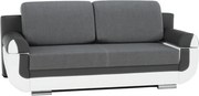 Canapea, piele ecologică alba+gri/material textil gri, KARDYN