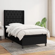 vidaXL Pat box spring cu saltea, negru, 80x200 cm, textil