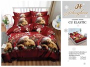 Set Lenjerie De Pat Craciun, Cu elastic, 6 Piese Pat 2 Persoane, Christmas Collection