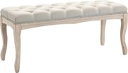 HOMCOM Bancă de Pat Vintage cu Butoni, Bancă Capitonată cu Picioare din Lemn, 110x40x48 cm, Bej | Aosom Romania
