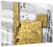 Tablou pe sticlă - Pătrate de aur N⁰1 (70x50 cm)