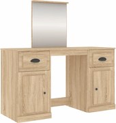 vidaXL Masă de toaletă cu oglindă, stejar sonoma, 130x50x132,5 cm