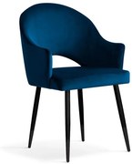 Scaun tapitat cu catifea-picioare metalice Goda Navy Blue BL86/Black-l54xA58xH87cm