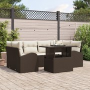 vidaXL Set de canapele pentru grădină cu pernă 7 pcs Maro Rattan poli