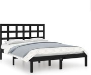 vidaXL Cadru de pat, negru, 140x190 cm, lemn masiv