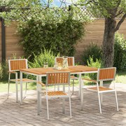 vidaXL Set de masă pentru grădină 5 pcs Maro Lemn masiv de tec