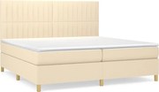 vidaXL Pat box spring cu saltea, crem, 200x200 cm, textil