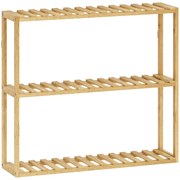 HOMCOM Etajeră din bambus ajustabilă, etajeră de baie cu 3 niveluri, 60 x 15 x 54 cm, efect de lemn natural | Aosom Romania