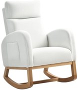 HOMCOM Fotoliu cu Leagăn, Fotoliu de Relaxare, capitonaj gros, husă moale, cadru de lemn, până la 120 kg capacitate de încărcare, crem | Aosom Romania