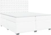 vidaXL Pat box spring cu saltea, alb, 200x200 cm, piele ecologică