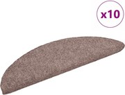 vidaXL Covorașe autoadezive pentru scări, 10 buc., 56x17x3 cm, maro deschis, semirotunde