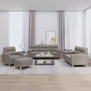 vidaXL Set de canapele cu perne, 4 piese, gri taupe, textil