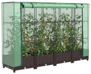 vidaXL Strat înălțat cu husă de seră, aspect ratan, 160x40x123 cm