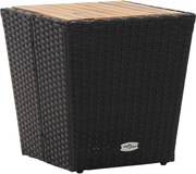 vidaXL Masă de ceai negru 41,5x41,5x43 cm poliratan lemn masiv acacia
