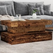 vidaXL Măsuță de cafea cu lumini LED, lemn vechi, 90x50x40 cm