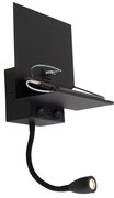 Lampă de perete inteligentă neagră cu USB și braț flexibil incluzând WiFi G9 - Flero