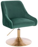 HR920N Scaun Verde din Catifea cu Bază Aurie