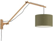 Aplica cu brat articulat din bambus si abajur din tesatura in, Andes natur/ verde