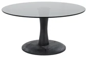 Masuta de cafea rotunda din lemn de mango si sticla Boogie 70x70x35 cm neagra