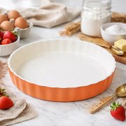 Tava Din Lut Cheesecake, Semi Glazurata, Rotunda, Φ33 x 1,5 cm