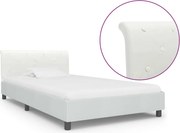 vidaXL Cadru de pat, alb, 90 x 200 cm, piele ecologică