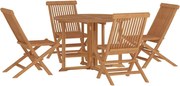 vidaXL Set de mobilier de exterior pliabil, 5 piese, lemn masiv de tec