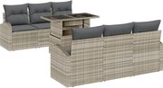 vidaXL Set de canapele pentru grădină 7 pcs Gri deschis Rattan poli