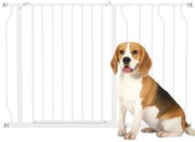 PawHut Poartă de Siguranță pentru Câini din Oțel și ABS, Poartă Extensibilă pentru Câini pentru Scări și Uși, 75-115 cm, Alb