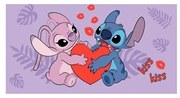 Prosop pentru copii mov din bumbac 70x140 cm Lilo and Stitch "Kiss" – Jerry Fabrics
