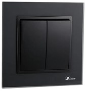 Intrerupator dublu Smack,Rama sticla,10A,IP20,sf8002 fkb