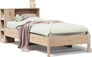 vidaXL Pat cu bibliotecă fără saltea, 75x190 cm, lemn masiv de pin