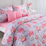 Set lenjerii de pat pentru familii CHRISTINNE, cu cearceafuri şi feţe pernuţe set 4 piese pentru un pat simplu