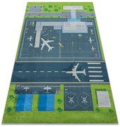 BAMBINO 46990 covor lavabil Aeroport, avioane pentru copii anti-alunecare - verde / gri
